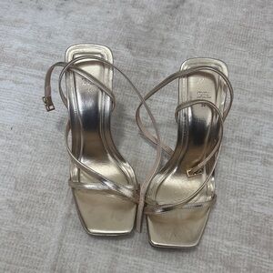 Zara Metallic Gold Strappy Heels